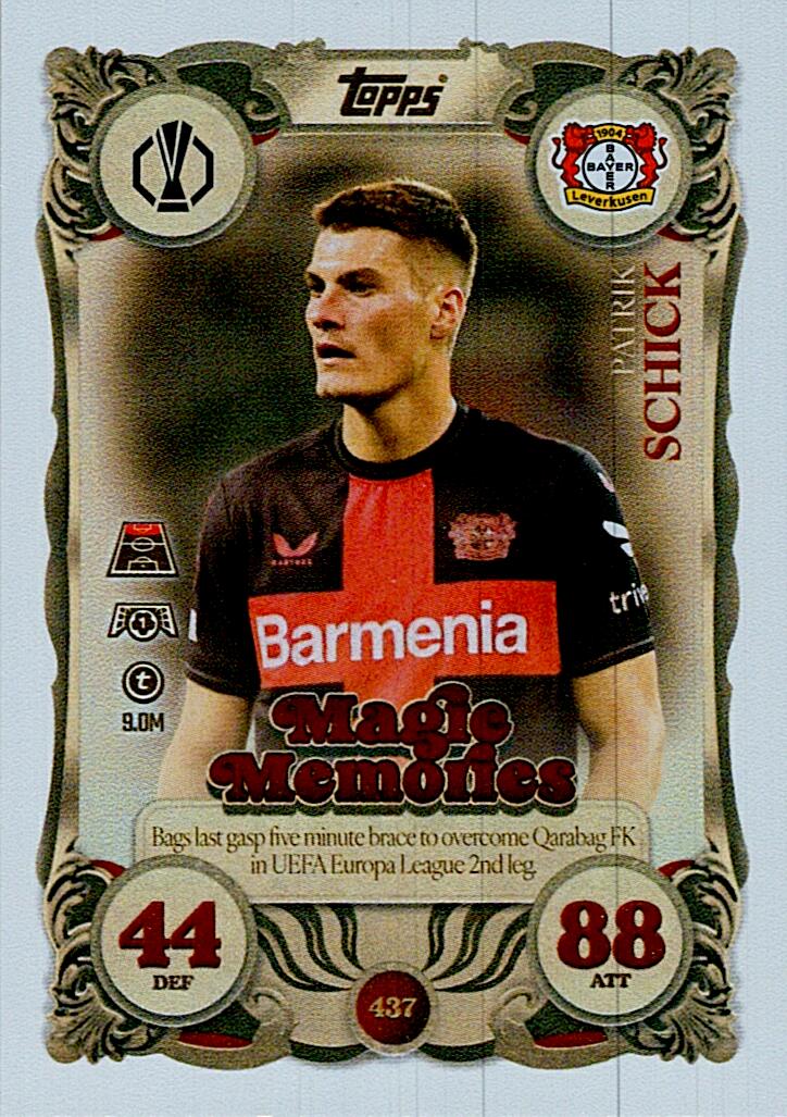 MATCH ATTAX CHAMPIONS LEAGUE 2025/2026 SCHICK MAGIE MEMORIES Nº437
