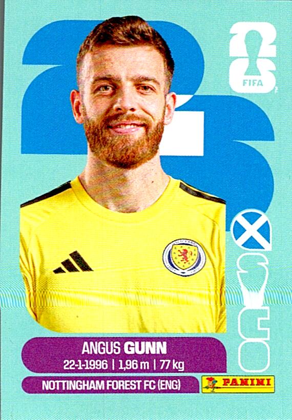 STICKERS FIFA WORLD CUP 2026 ANGUS GUNN NºSCO 2