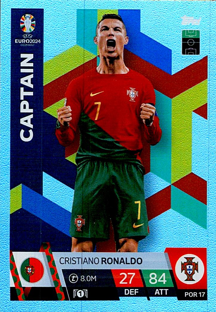 TOPPS MATCH ATTAX UEFA EURO 2024 CRISTIANO RONALDO PORTUGAL NºPOR17 CAPTAIN