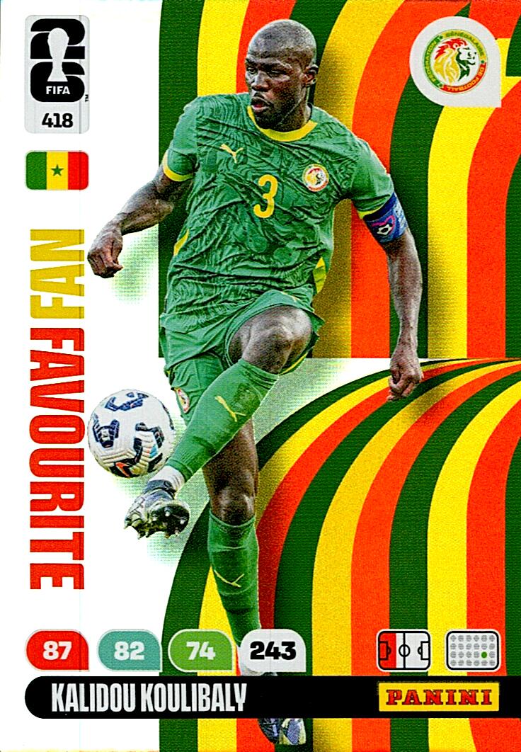 ADRENALYN WORLD CUP 2026 KALIDOU KOULIBALY SENEGAL FANS FAVOURITE Nº418
