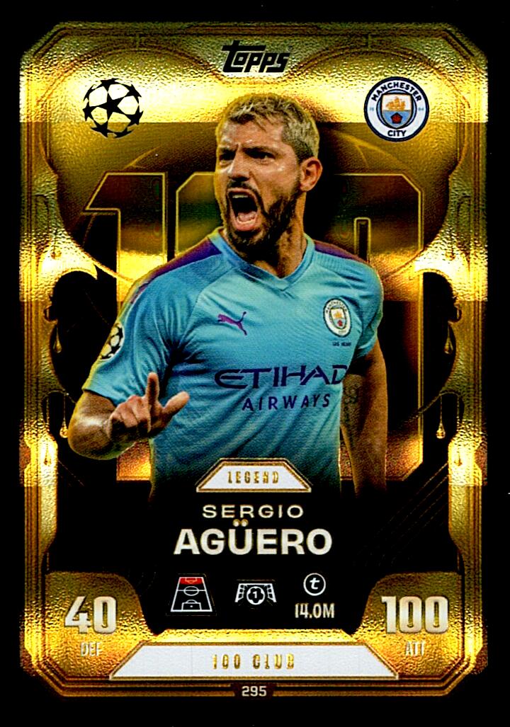 TOPPS MATCH ATTAX EXTRA 2025/26 SERGIO AGÜERO 100 CLUB Nº295