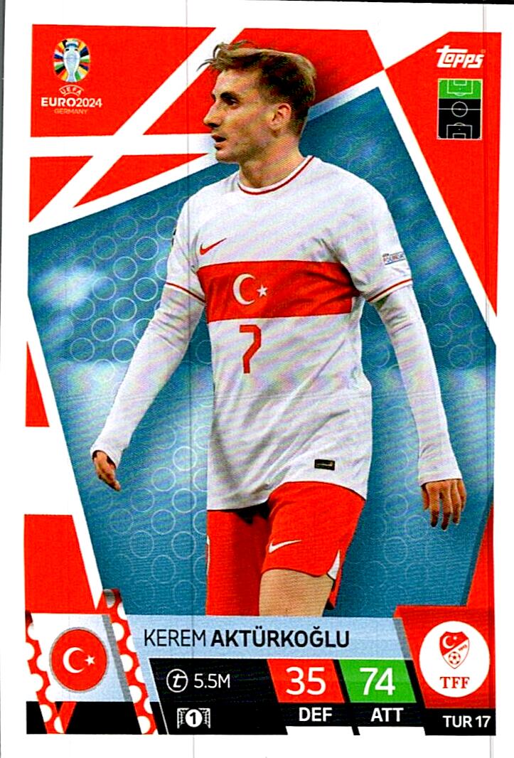 TOPPS MATCH ATTAX UEFA EURO 2024 KEREM AKTÜRKOGLU TURQUIA NºTUR17