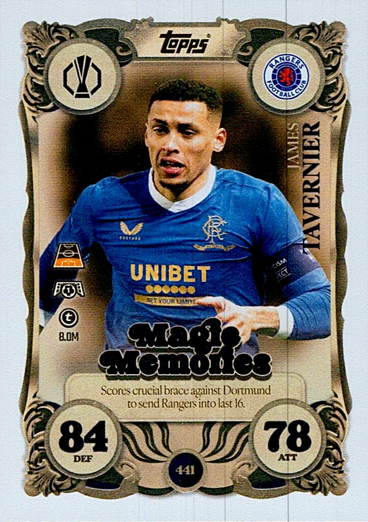 MATCH ATTAX CHAMPIONS LEAGUE 2025/2026 TAVERNIER MAGIE MEMORIES Nº441