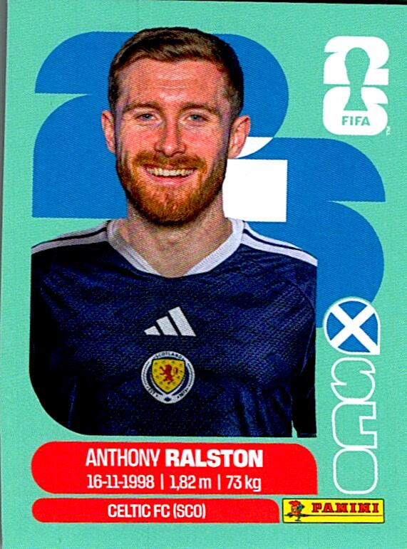 STICKERS FIFA WORLD CUP 2026 ANTHONY RALSTON NºSCO 9