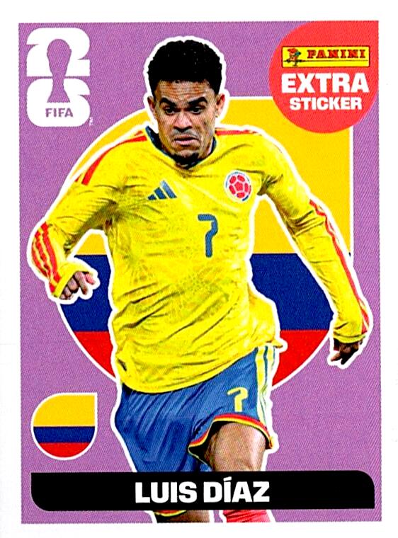 STICKERS FIFA WORLD CUP 2026 LUIS DIAZ EXTRA STICKER BASE