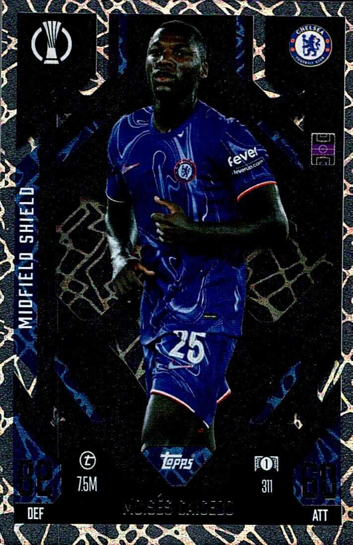 Match Attax Extra 2025 Moisés Caicedo Midfield Shield nº311