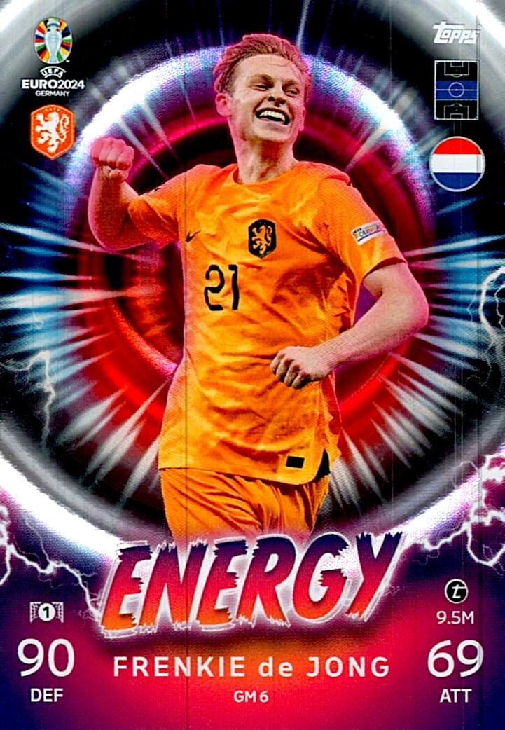 TOPPS MATCH ATTAX UEFA EURO 2024 FRENKIE DE JONG ENERGY NºGM6
