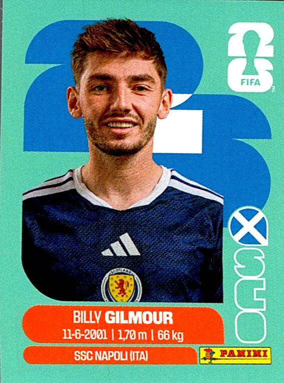 STICKERS FIFA WORLD CUP 2026 BILLY GILMOUR NºSCO 12