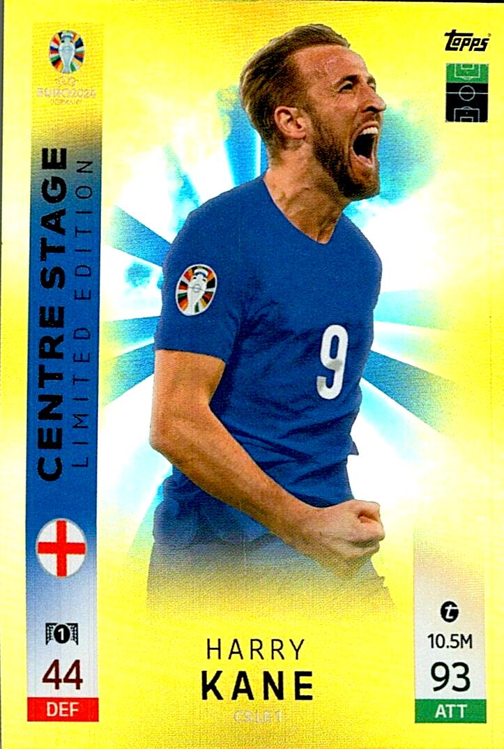 TOPPS MATCH ATTAX UEFA EURO 2024 HARRY KANE CENTRE STAGE LIMITED EDITION NºCS LE1