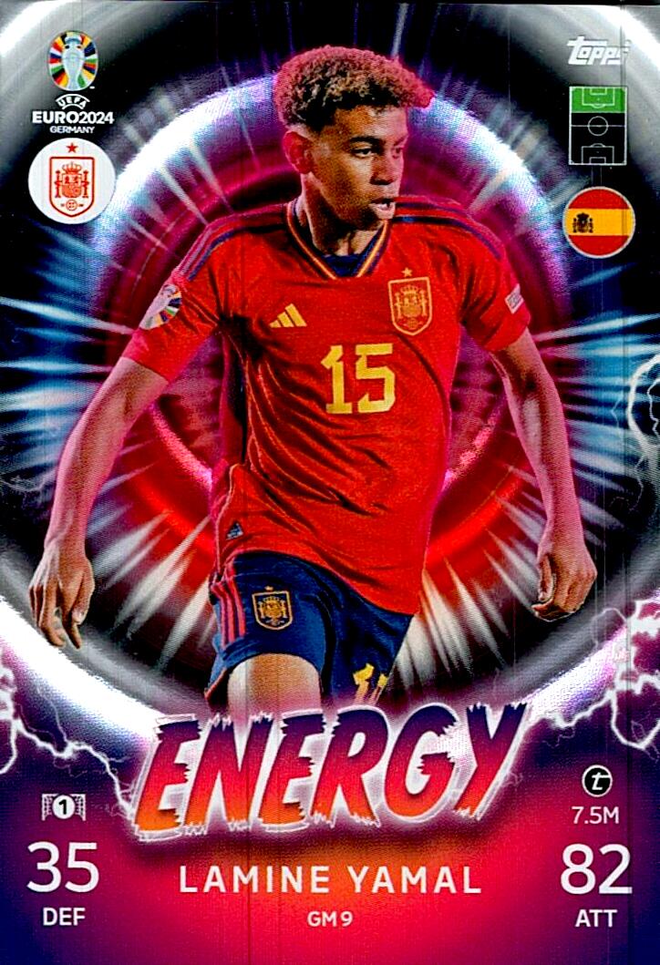 TOPPS MATCH ATTAX UEFA EURO 2024 LAMINE YAMAL ENERGY NºGM9