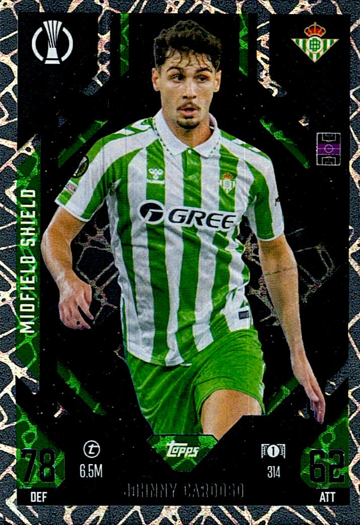 Match Attax Extra 2025 Johnny Cardoso Midfield Shield nº314