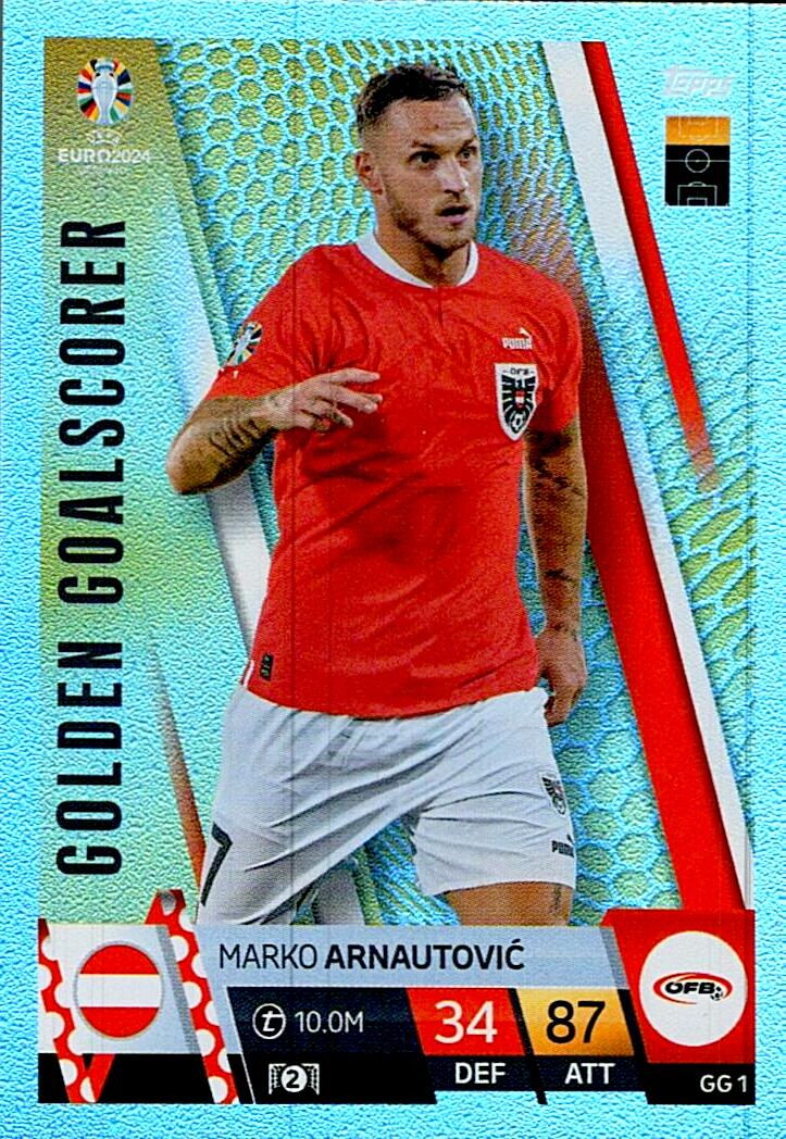 TOPPS MATCH ATTAX UEFA EURO 2024 MARKO ARNAUTOVIC GOLDEN GOALSCORER NºGG1
