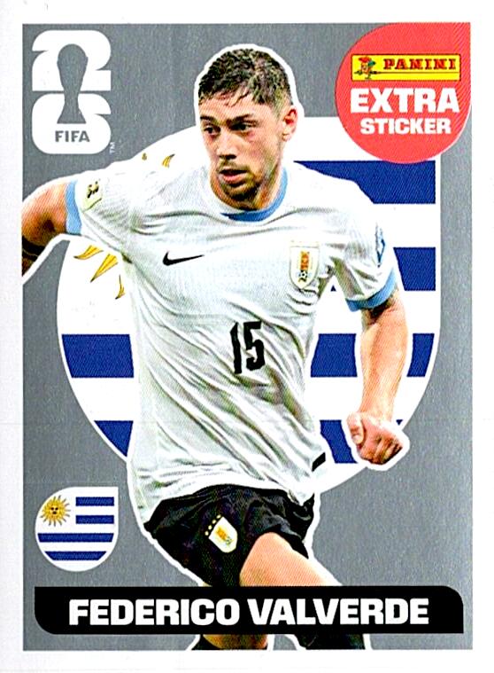 STICKERS FIFA WORLD CUP 2026 FEDERICO VALVERDE EXTRA STICKER PLATA