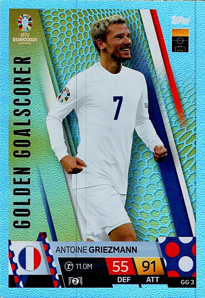 TOPPS MATCH ATTAX UEFA EURO 2024 ANTOINE GRIEZMANN GOLDEN GOALSCORER NºGG3