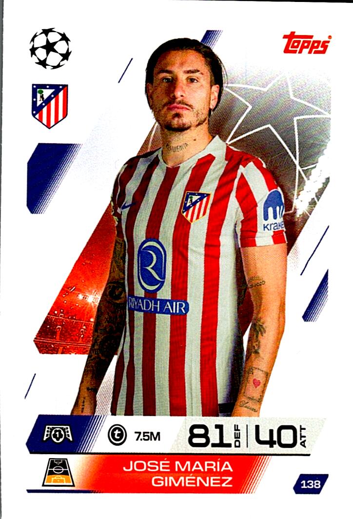 MATCH ATTAX CHAMPIONS LEAGUE 2025/2026 JOSE MARIA GIMENEZ Nº138