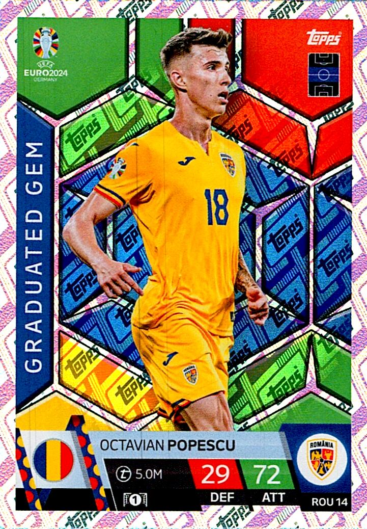 TOPPS MATCH ATTAX UEFA EURO 2024 OCTAVIAN POPESCU RUMANIA NºROU14 GRADUATED GEM