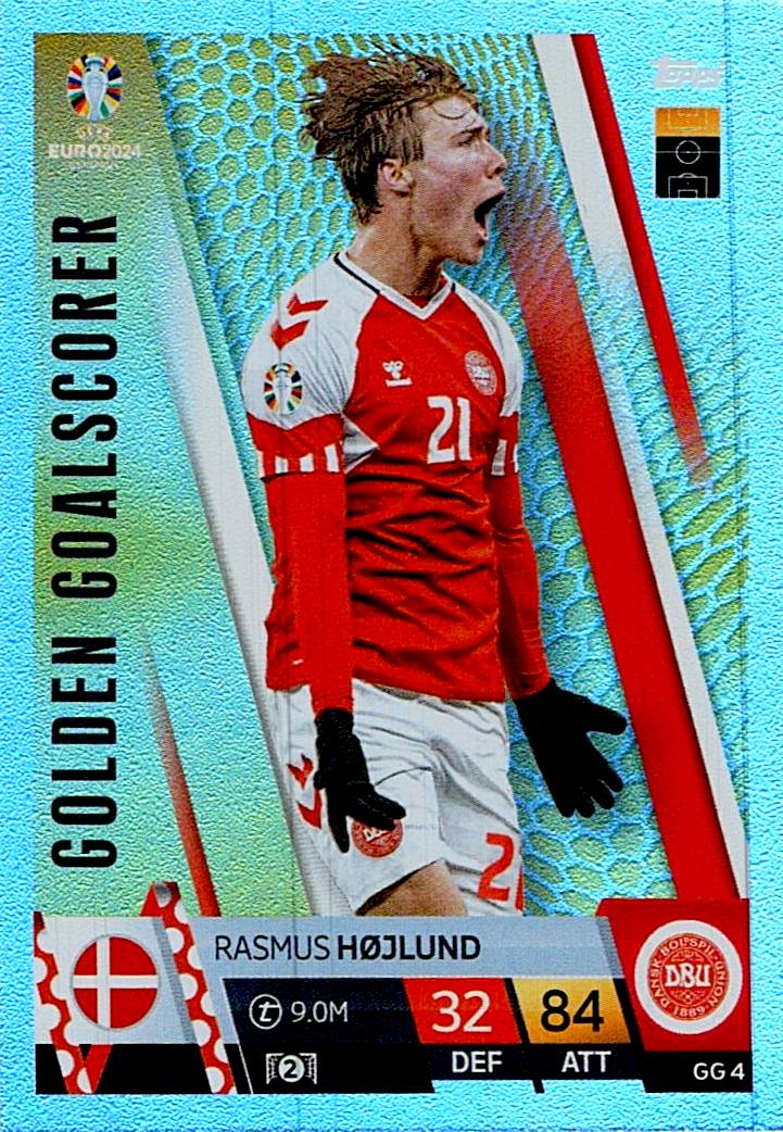 TOPPS MATCH ATTAX UEFA EURO 2024 RASMUS HOJLUND GOLDEN GOALSCORER NºGG4