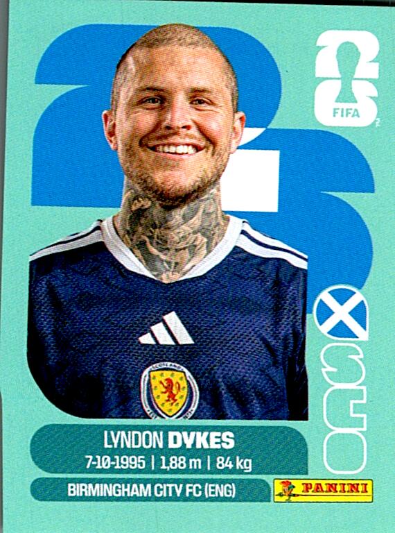 STICKERS FIFA WORLD CUP 2026 LYNDON DYKES NºSCO 18