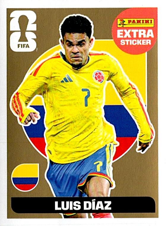STICKERS FIFA WORLD CUP 2026 LUIS DIAZ EXTRA STICKER ORO