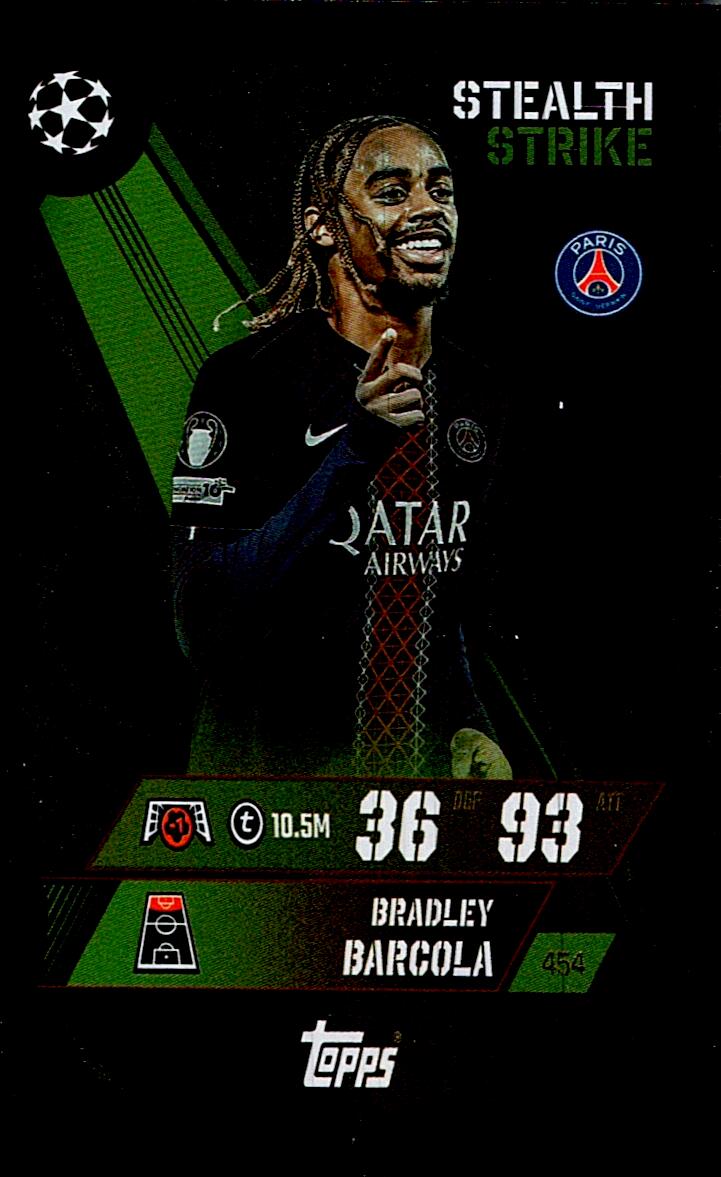 MATCH ATTAX CHAMPIONS LEAGUE 2025/2026 BARCOLA STEALTH STRIKE Nº454