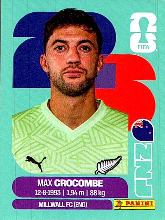 STICKERS FIFA WORLD CUP 2026 MAX CROCOMBE NºNZL 2