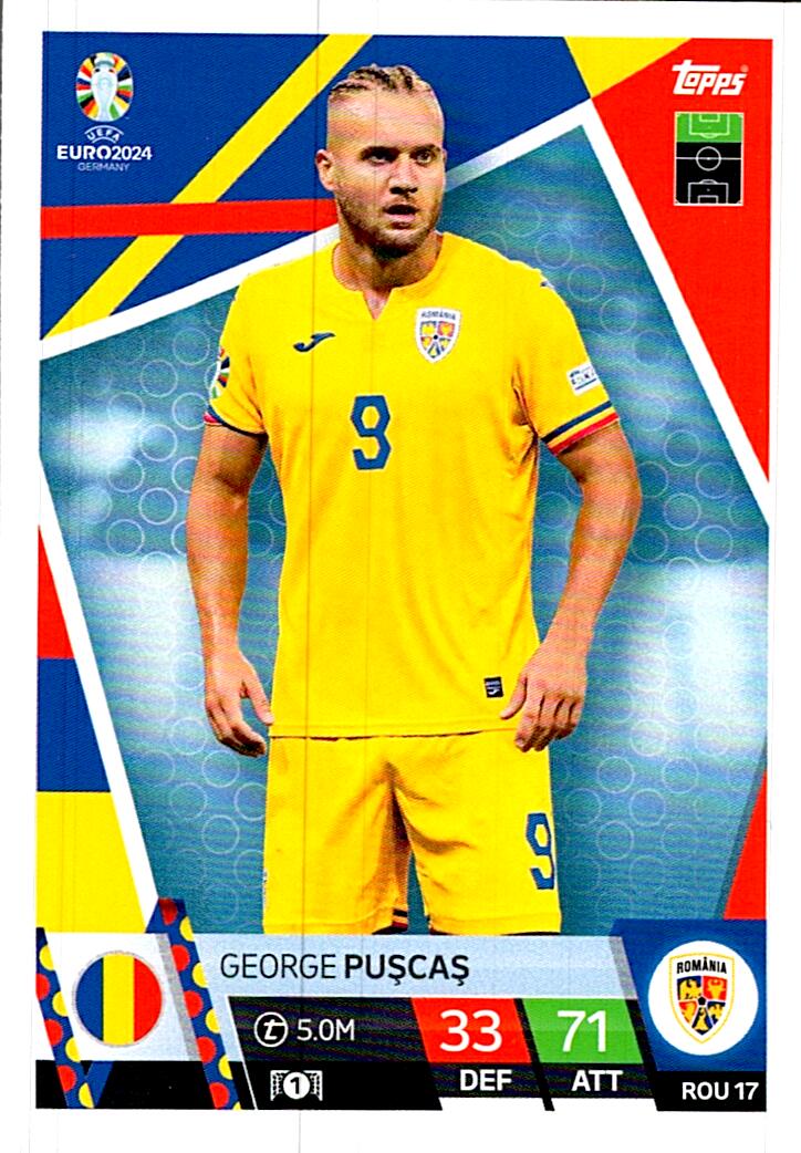 TOPPS MATCH ATTAX UEFA EURO 2024 GEORGE PUSCAS RUMANIA NºROU17