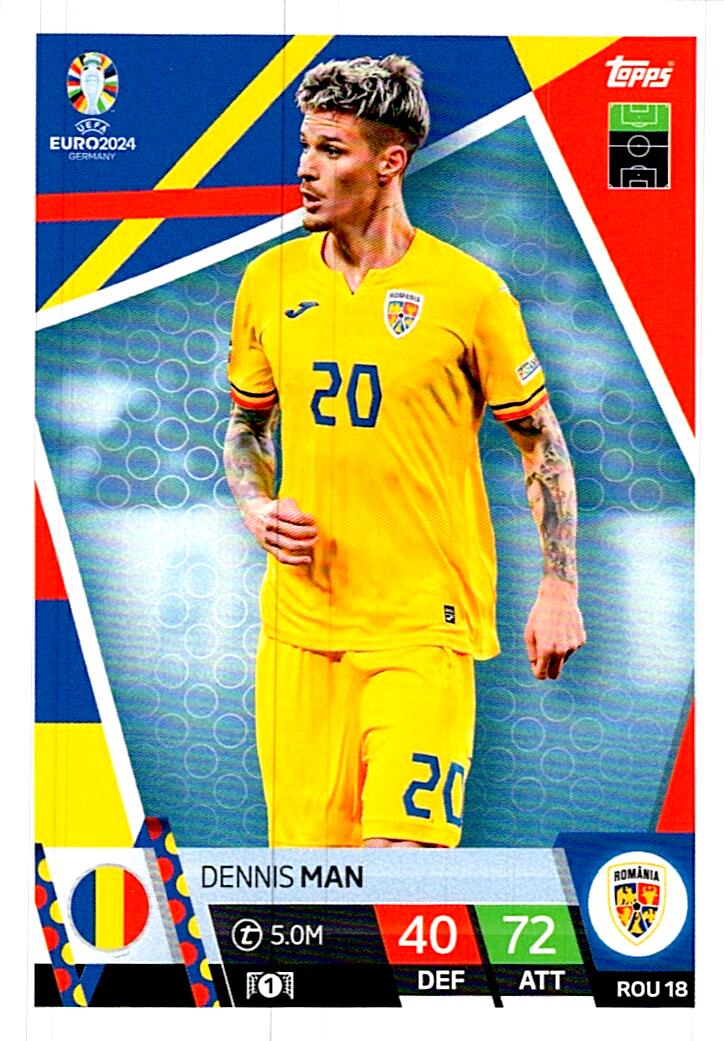 TOPPS MATCH ATTAX UEFA EURO 2024 DENNIS MAN RUMANIA NºROU18