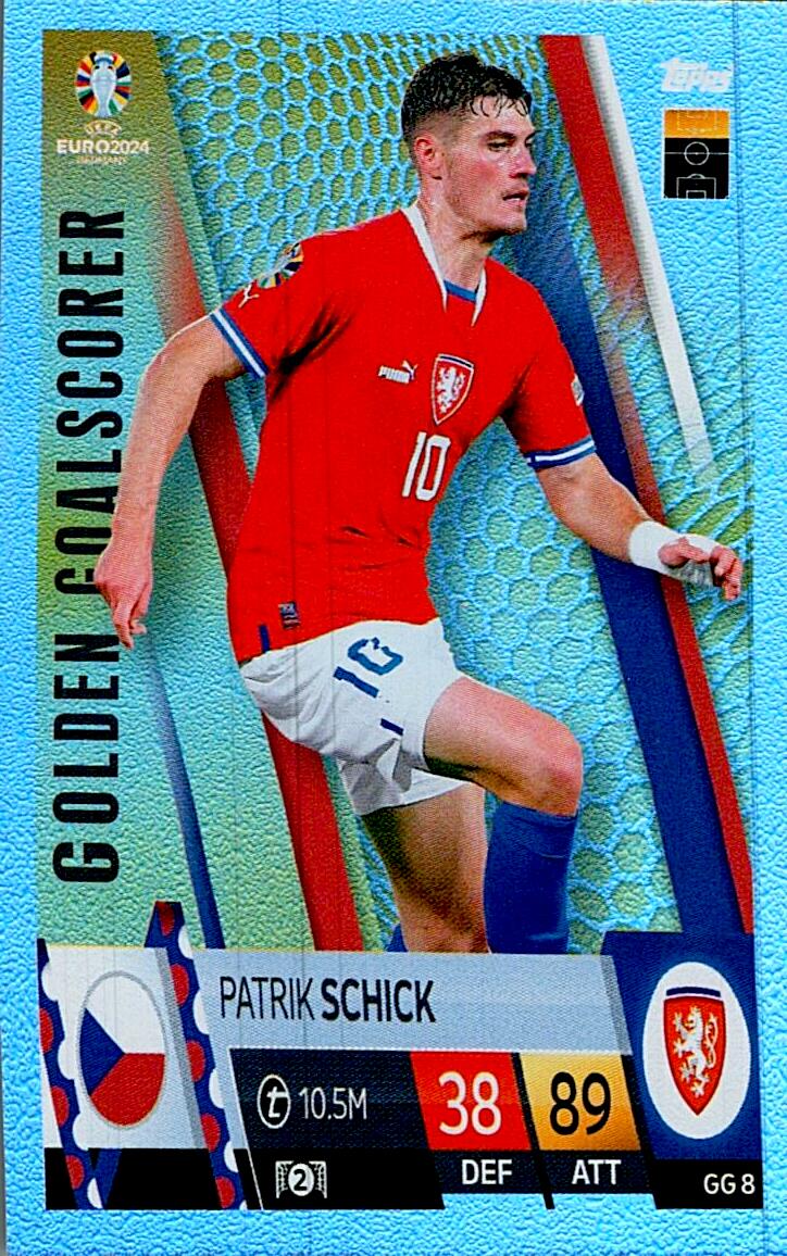 TOPPS MATCH ATTAX UEFA EURO 2024 PATRIK SCHICK GOLDEN GOALSCORER NºGG8
