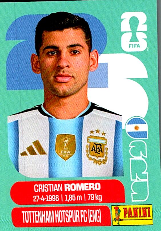 STICKERS FIFA WORLD CUP 2026 CRISTIAN ROMERO NºARG 4