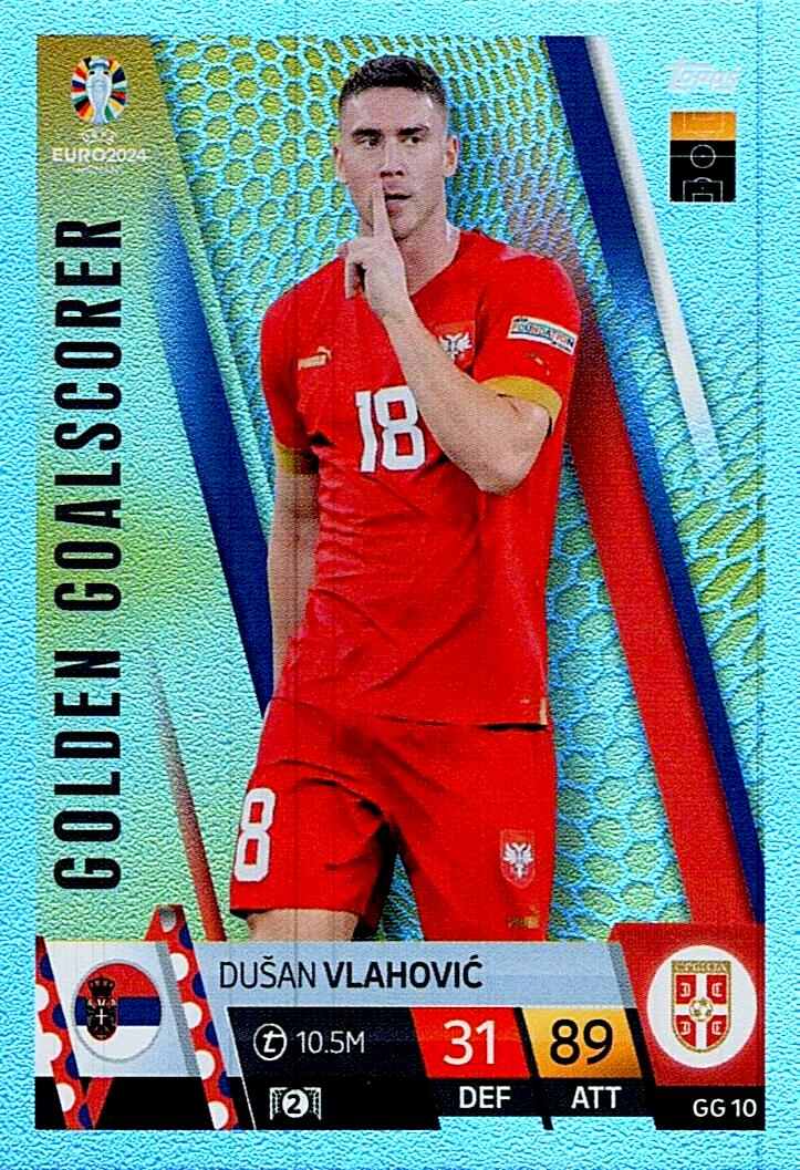 TOPPS MATCH ATTAX UEFA EURO 2024 DUSAN VLAHOVIC GOLDEN GOALSCORER NºGG10