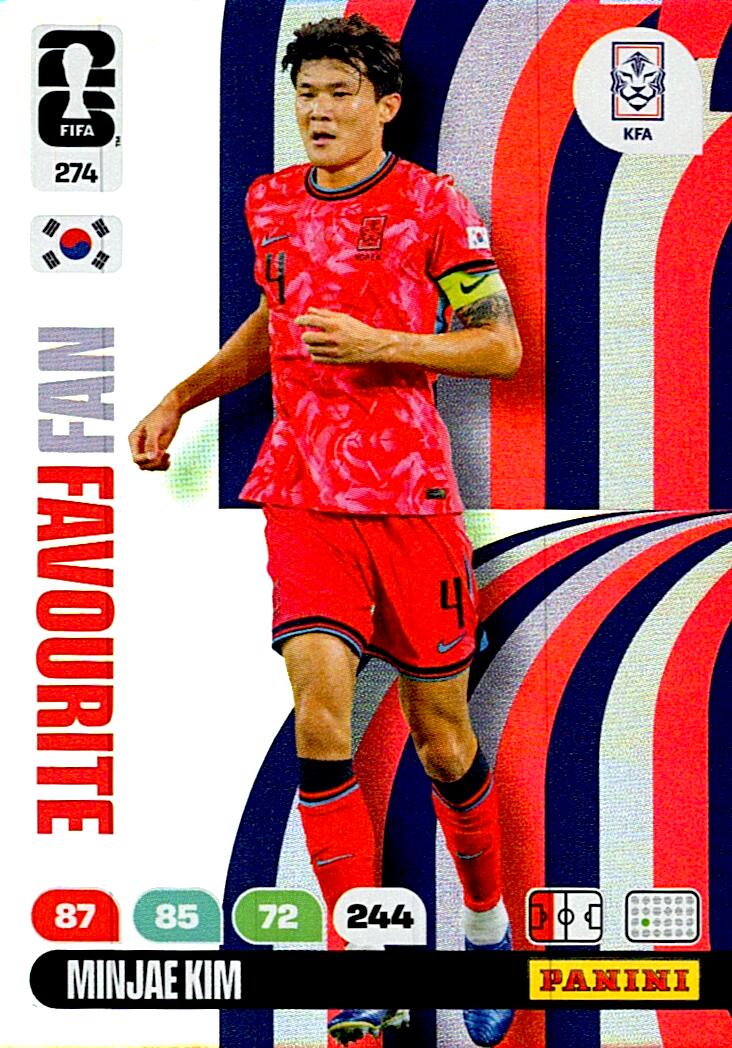 ADRENALYN WORLD CUP 2026 MINJAE KIM KOREA REPUBLIC FANS FAVOURITE Nº274