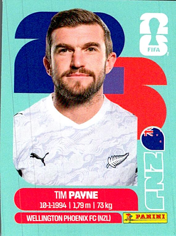 STICKERS FIFA WORLD CUP 2026 TIM PAYNE NºNZL 6