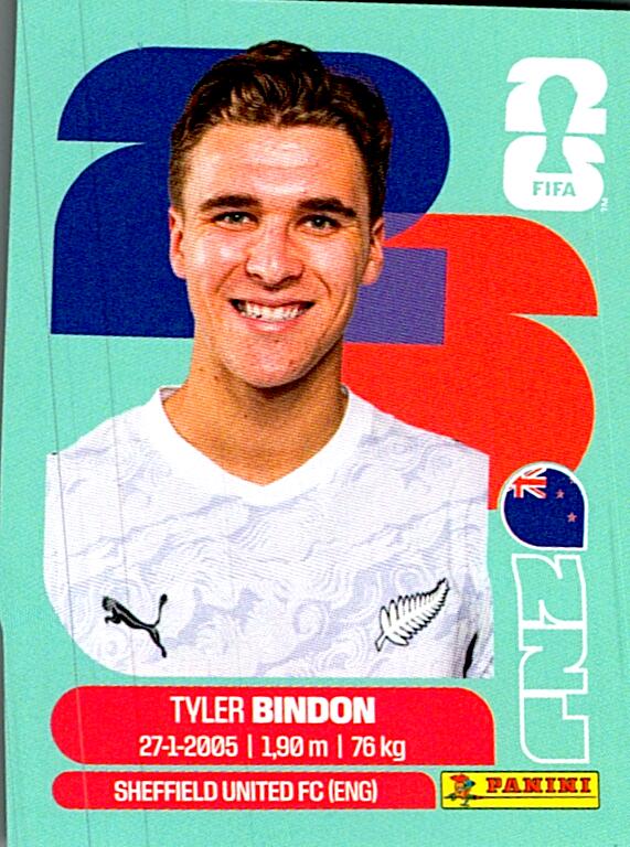STICKERS FIFA WORLD CUP 2026 TYLER BINDON NºNZL 7