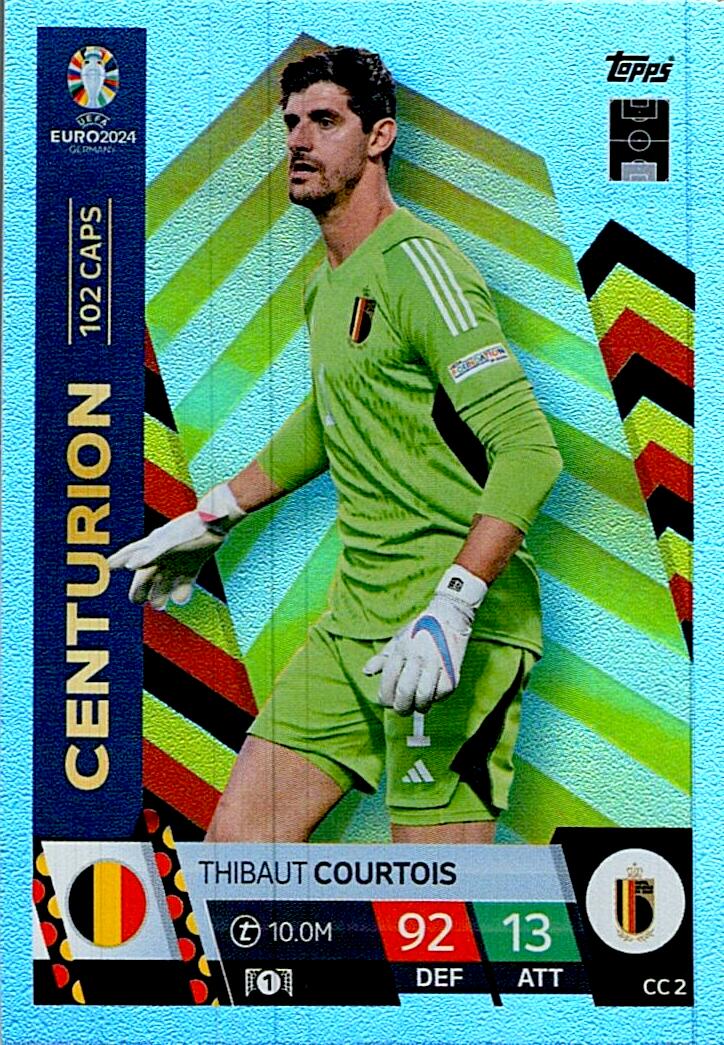 TOPPS MATCH ATTAX UEFA EURO 2024 THIBAUT COURTOIS CENTURION NºCC2