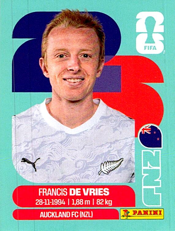 STICKERS FIFA WORLD CUP 2026 FRANCIS DE VRIES NºNZL 8