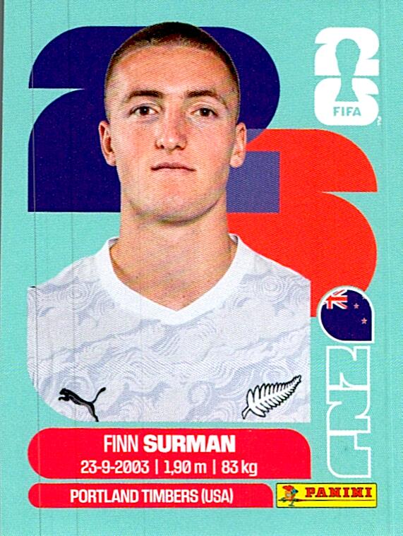 STICKERS FIFA WORLD CUP 2026 FINN SURMAN NºNZL 9