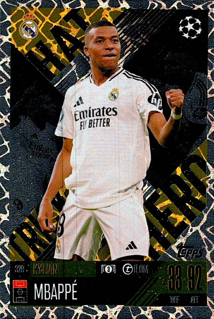 Match Attax Extra 2025 Kylian Mbappé Hat Trick Hero nº328
