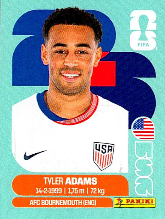 STICKERS FIFA WORLD CUP 2026 TYLER ADAMS NºUSA 8