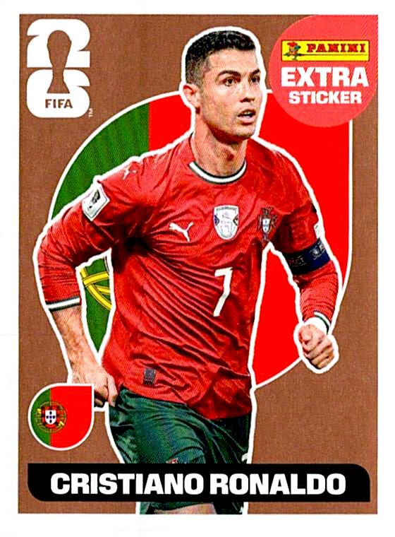 STICKERS FIFA WORLD CUP 2026 CRISTIANO RONALDO EXTRA STICKER BRONCE