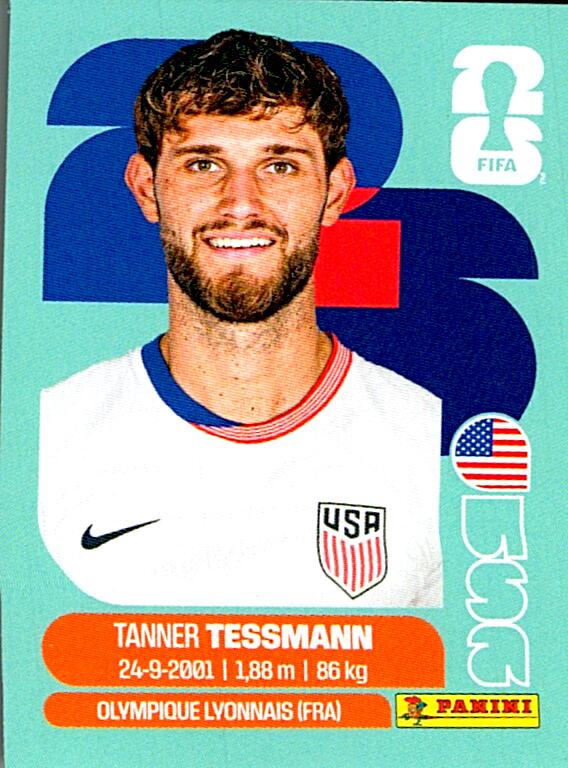 STICKERS FIFA WORLD CUP 2026 TANNER TESSMANN NºUSA 9
