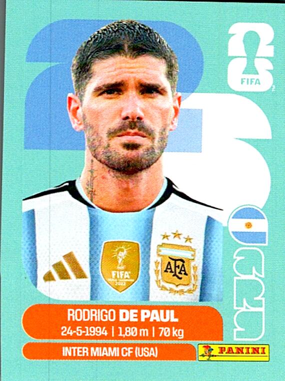 STICKERS FIFA WORLD CUP 2026 RODRIGO DE PAUL NºARG 10