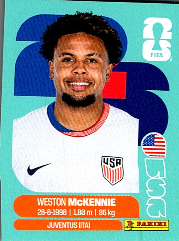 STICKERS FIFA WORLD CUP 2026 WESTON McKENNIE NºUSA 10