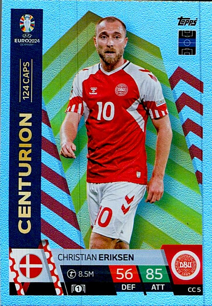 TOPPS MATCH ATTAX UEFA EURO 2024 CHRISTIAN ERIKSEN CENTURION NºCC5