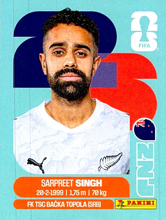 STICKERS FIFA WORLD CUP 2026 SARPREET SINGH NºNZL 11