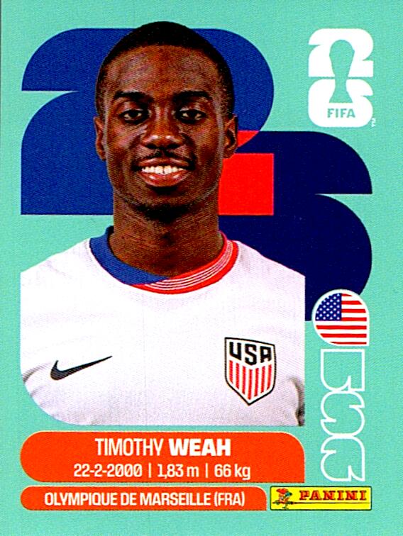 STICKERS FIFA WORLD CUP 2026 TIMOTHY WEAH NºUSA 12