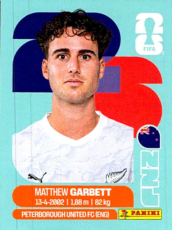 STICKERS FIFA WORLD CUP 2026 MATTHEW GARBETT NºNZL 14