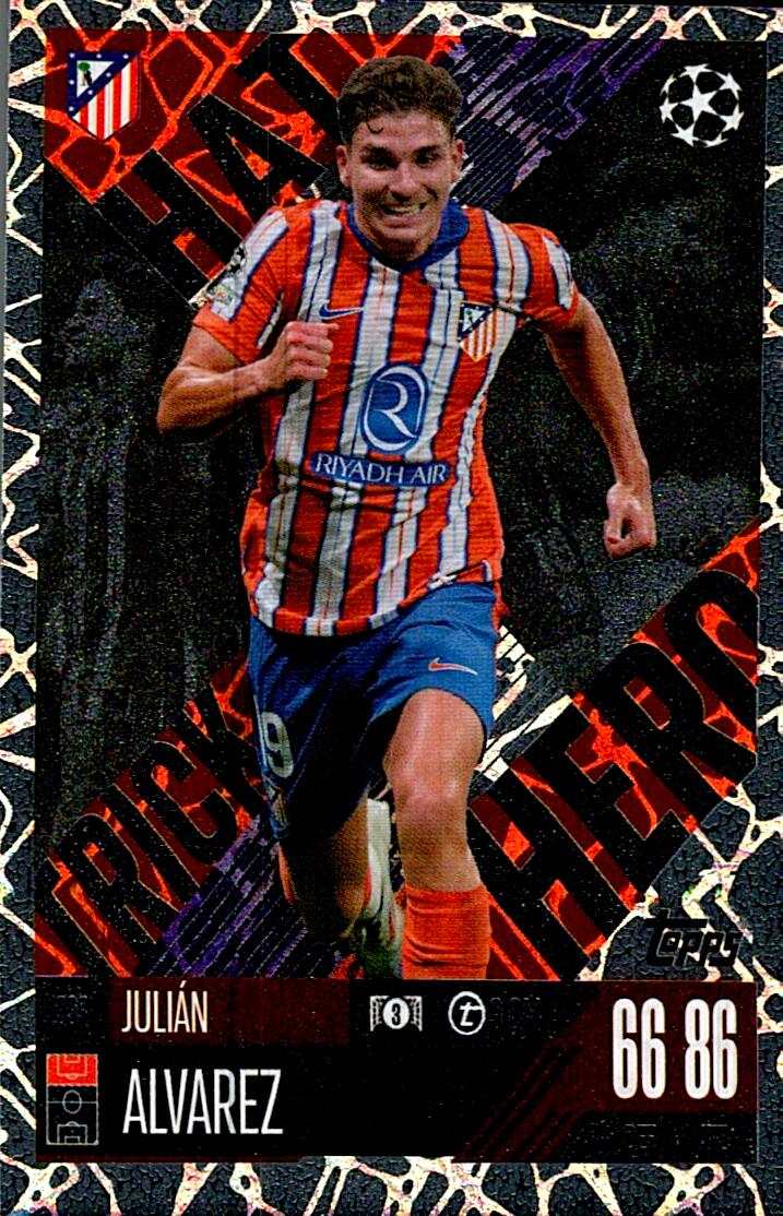 Match Attax Extra 2025 Julián Alvarez Hat Trick Hero nº333