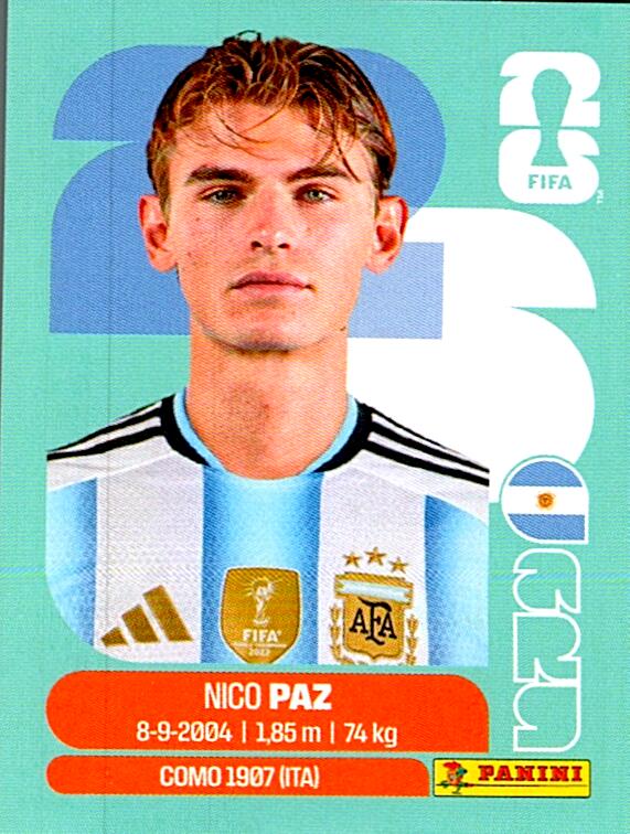 STICKERS FIFA WORLD CUP 2026 NICO PAZ NºARG 14