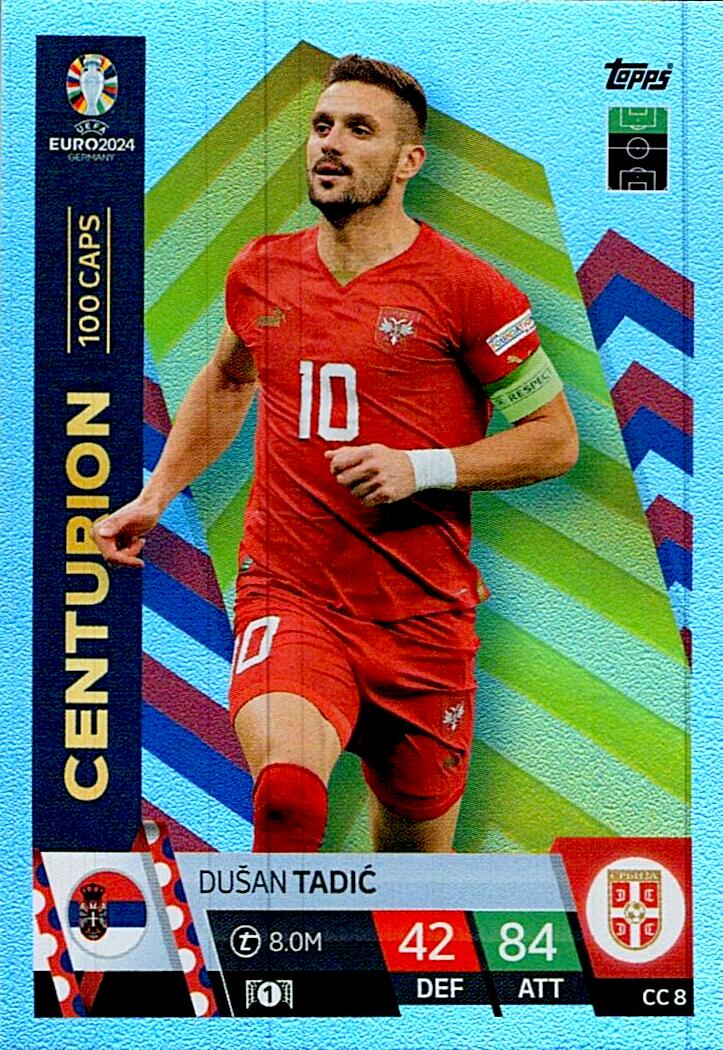 TOPPS MATCH ATTAX UEFA EURO 2024 DUSAN TADIC CENTURION NºCC8