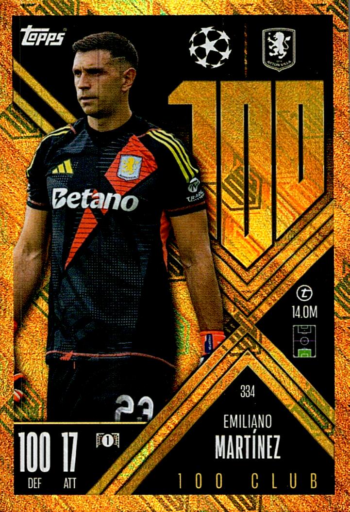 Match Attax Extra 2025 Emiliano Martínez 100 Club Hero nº334
